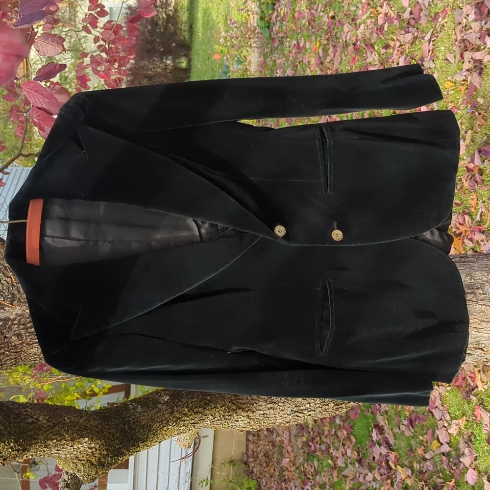 VTG Ralph Lauren black velvet Smoking Jacket Blazer Labeled Size 10